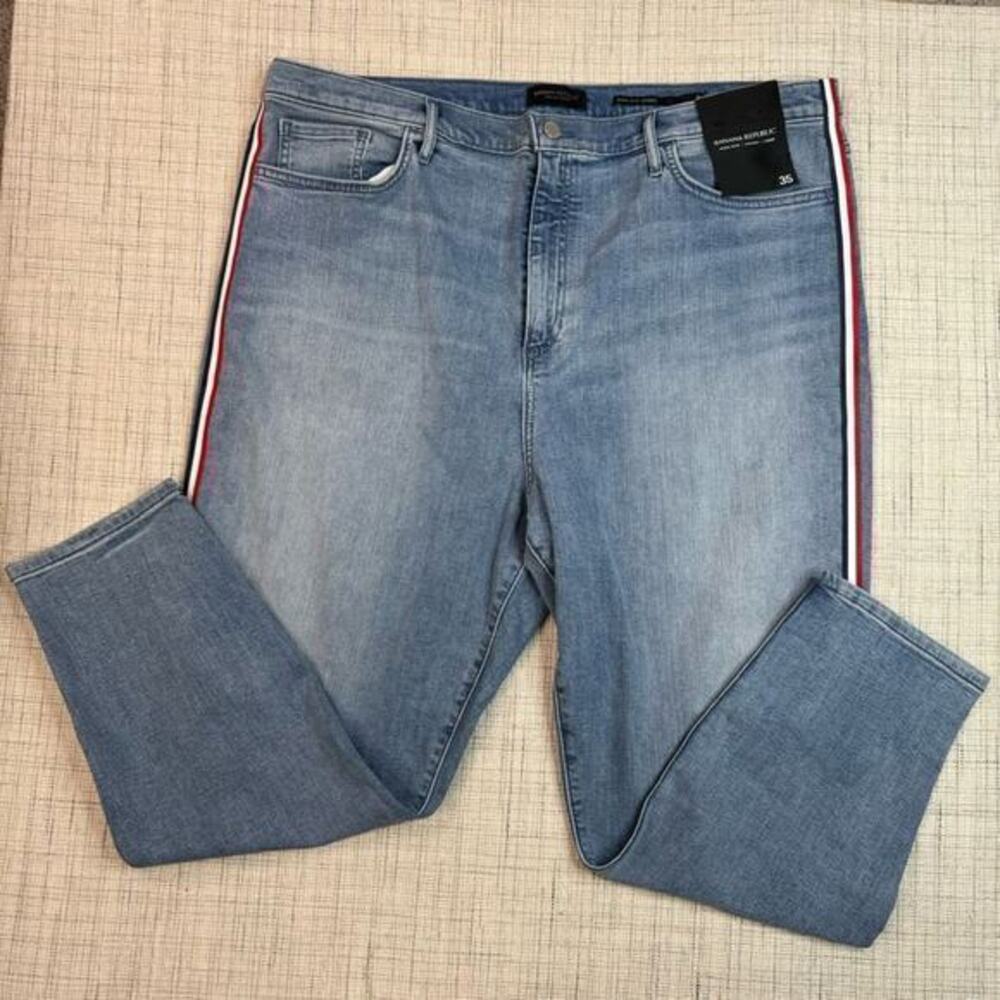 NWT Banana Republic High-Rise Skinny Cropped Side Stripe Jeans Size‎ 35